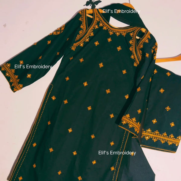 Meher e Zehra - 3Pc Hand Embroidered Suit