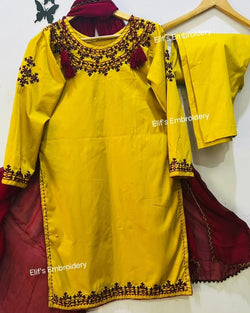 Mah e Huma - 3Pc Hand Embroidered Suit