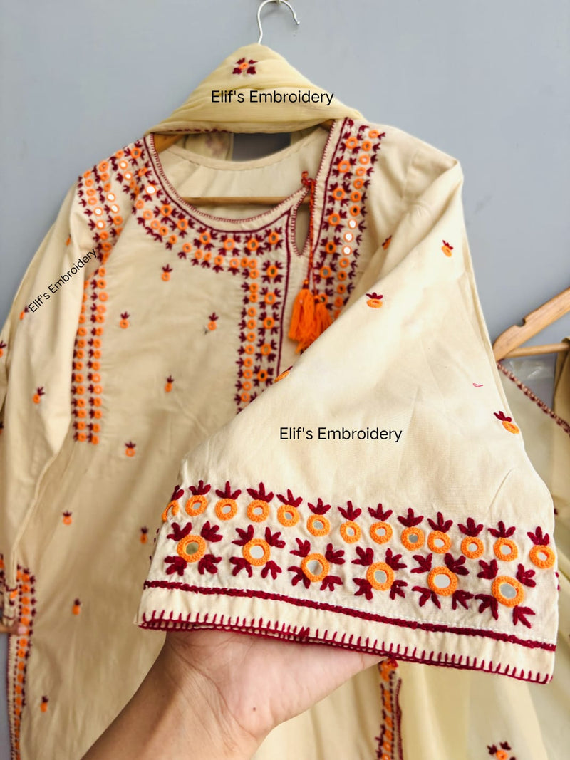 Malmis - 3Pc Hand Embroidered Suit