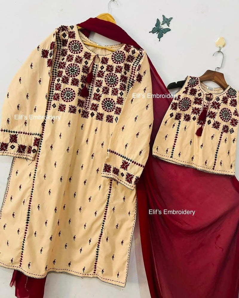 Sahar - 3Pc Hand Embroidered Suit