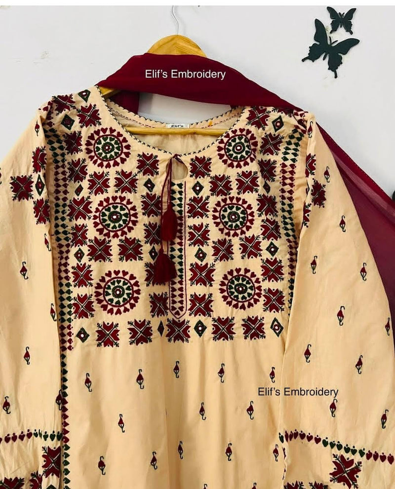 Sahar - 3Pc Hand Embroidered Suit