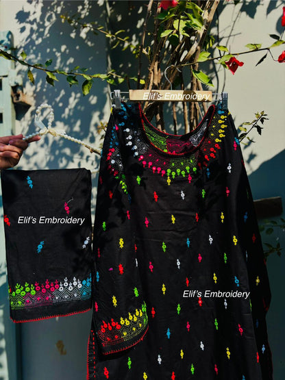 Nashwa - 2Pc Hand Embroidered Suit