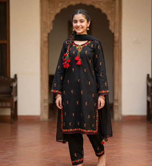 Zainab - 3Pc Hand Embroidered Suit
