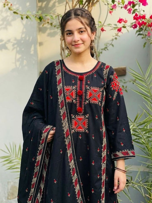 Zuleikha - 3Pc Hand Embroidered Suit