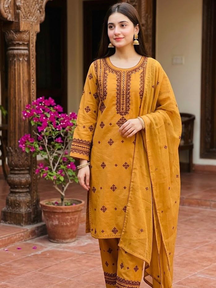 Fatima - 3PC Hand Embroidered Suit