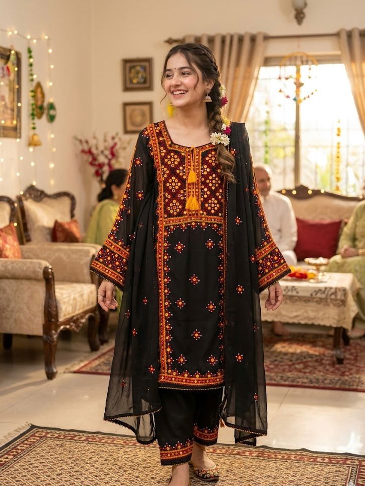 Nawal -  3pc Hand Embroidered suit