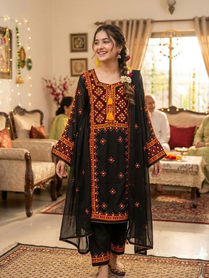 Nawal -  3pc Hand Embroidered suit