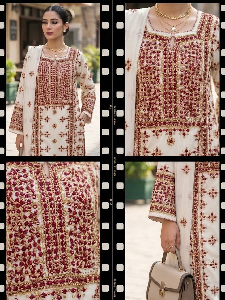 Minha - 3Pc Hand Embroidered Suit
