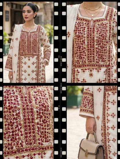 Minha - 3Pc Hand Embroidered Suit