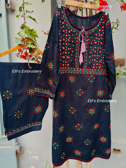 Alishba - 3Pc Hand Embroidered Suit
