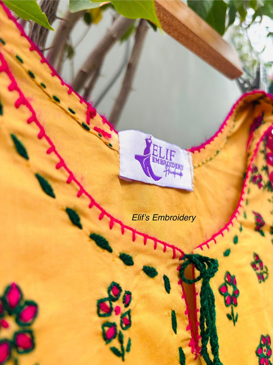 Mustard Majesty Hand-Embroidered Suit - 2Pc