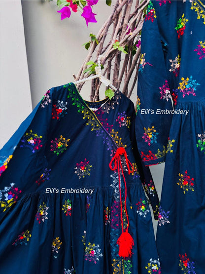 Midnight Garden - 2PC Hand Embroidered Suit