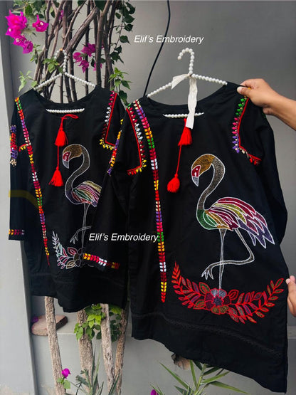 Peacock - Hand Embroidered Top