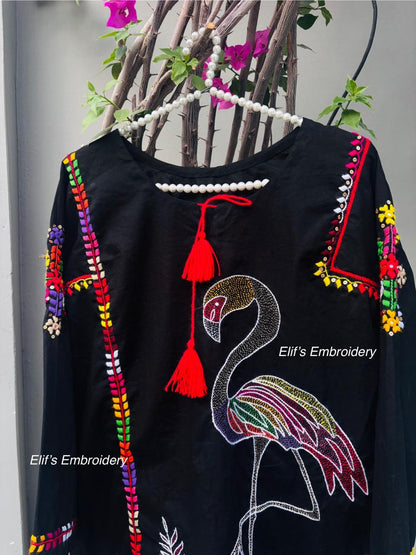 Peacock - Hand Embroidered Top