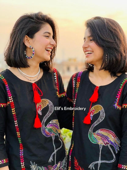 Peacock - Hand Embroidered Top