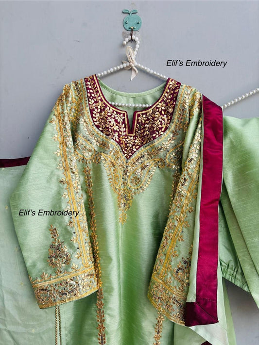 Royal Bloom - 3 PC Hand Embroidered Suit