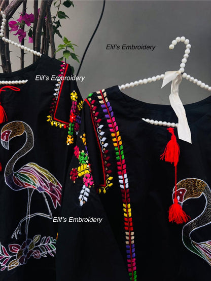 Peacock - Hand Embroidered Top