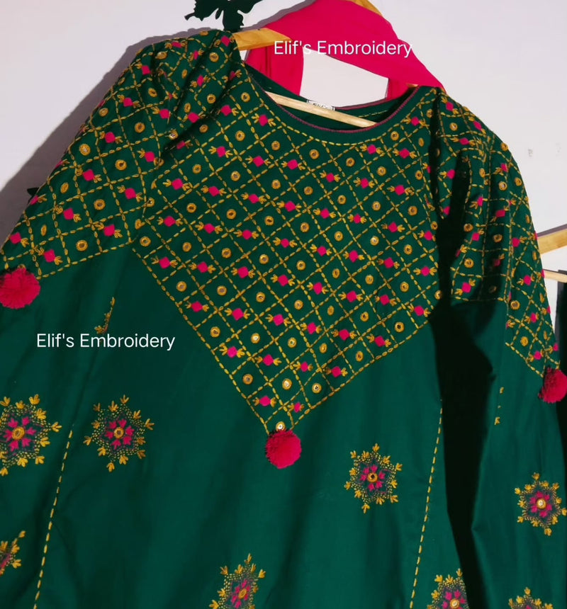Gul-e-Zaitoon - 3Pc Hand Embroidered Suit