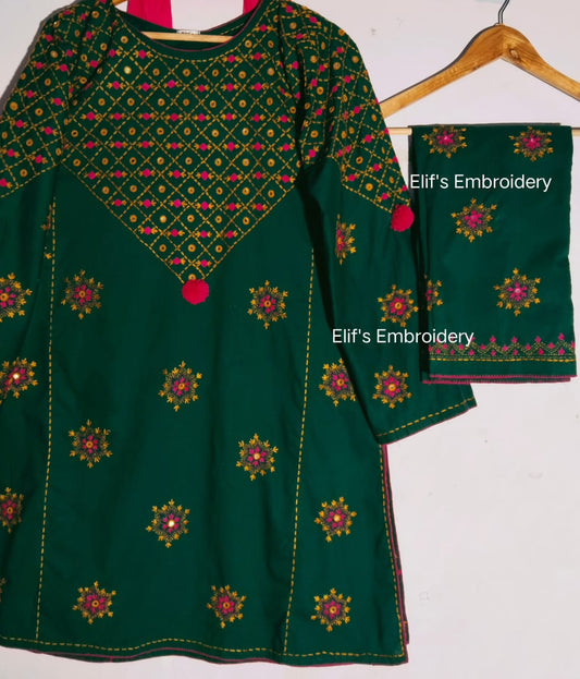 Gul-e-Zaitoon - 3Pc Hand Embroidered Suit