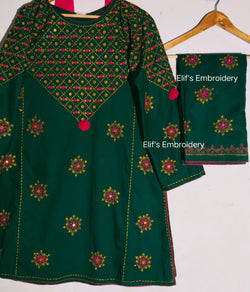 Gul-e-Zaitoon - 3Pc Hand Embroidered Suit