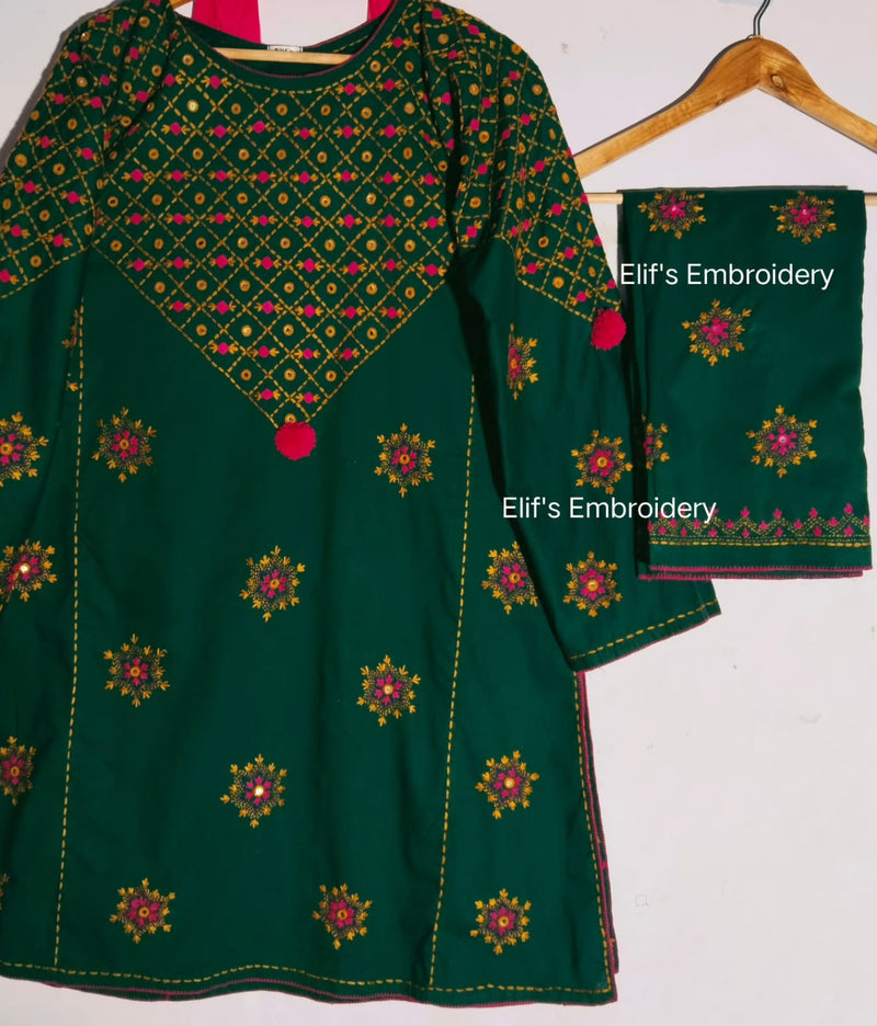 Gul-e-Zaitoon - 3Pc Hand Embroidered Suit