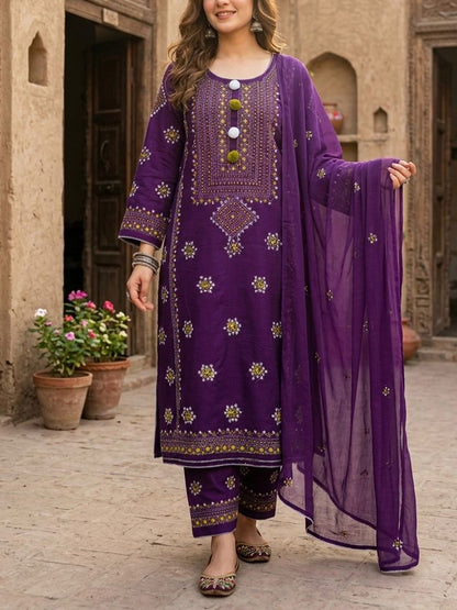Rayha - 3Pc Hand Embroidered Suit