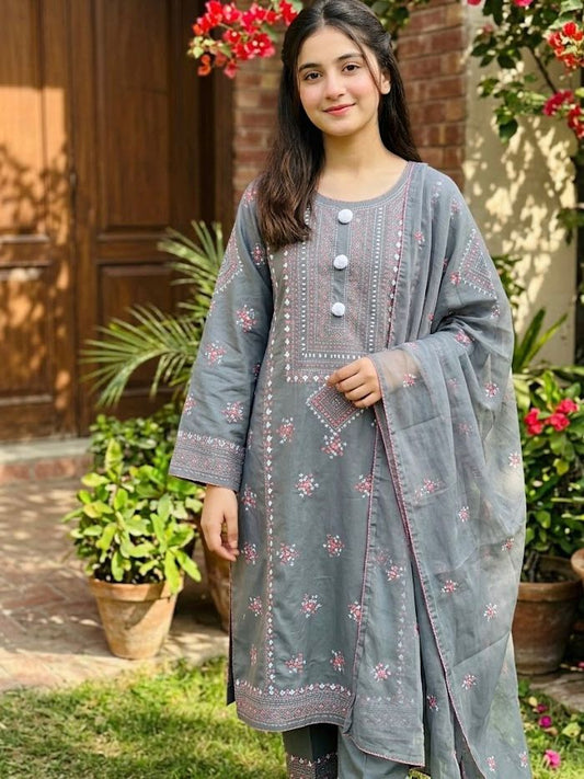 Husna - 3Pc Hand Embroidered Suit