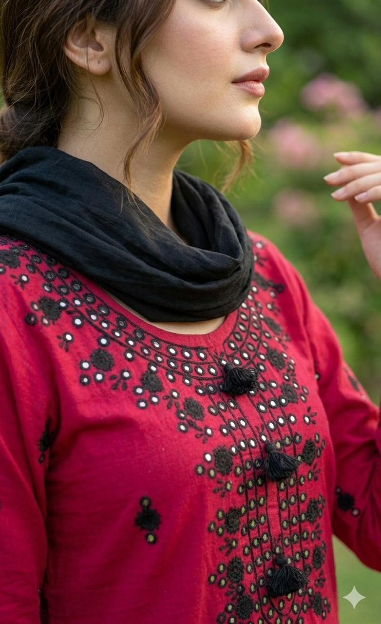 Shehzeen - 3Pc Hand Embroidered Suit