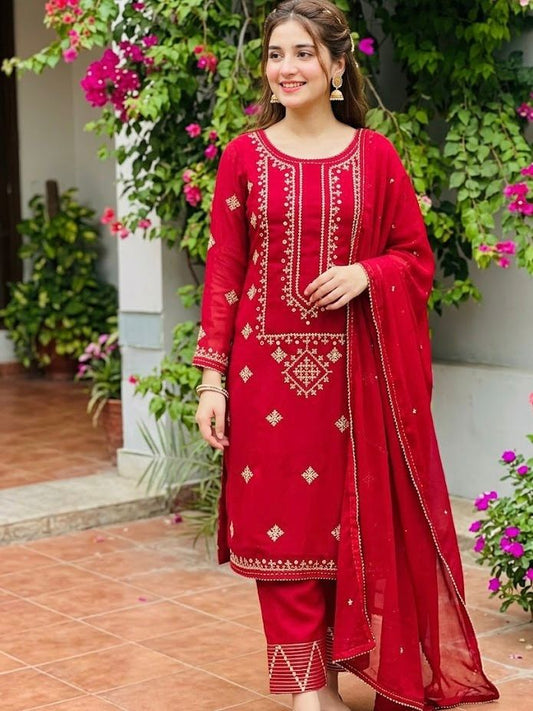 Hareema - 3Pc Hand Embroidered Suit