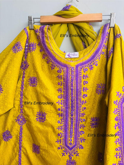 Safiya - 3Pc Hand Embroidered Suit