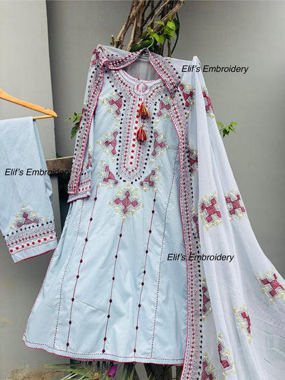 Ayzel - 3Pc Hand Embroidered Suit