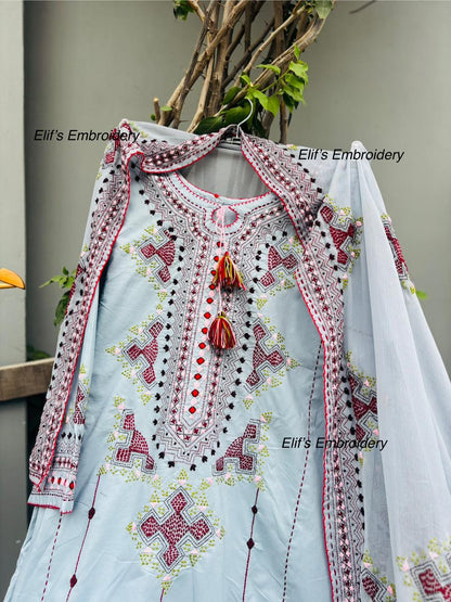 Ayzel - 3Pc Hand Embroidered Suit