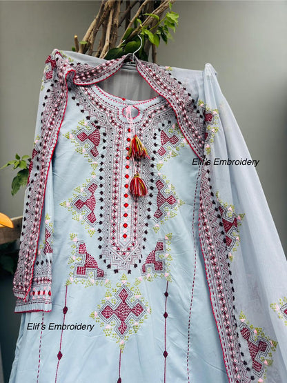 Ayzel - 3Pc Hand Embroidered Suit