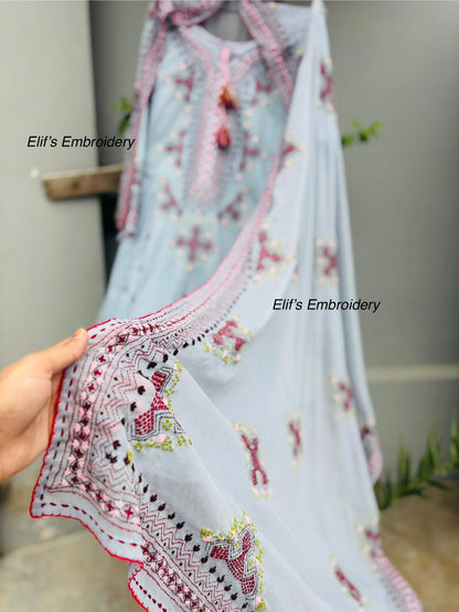 Ayzel - 3Pc Hand Embroidered Suit