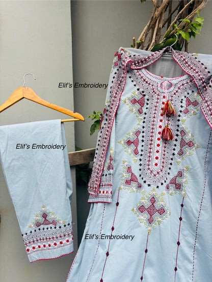 Ayzel - 3Pc Hand Embroidered Suit