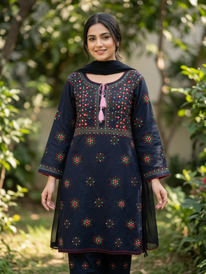 Alishba - 3Pc Hand Embroidered Suit